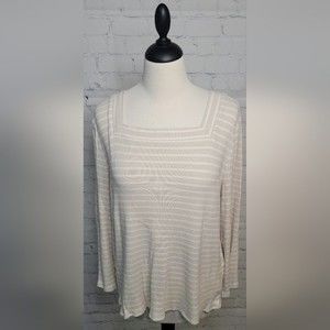 Chico's Square Neck 3/4 Sleeve Shirt size 3 US XL